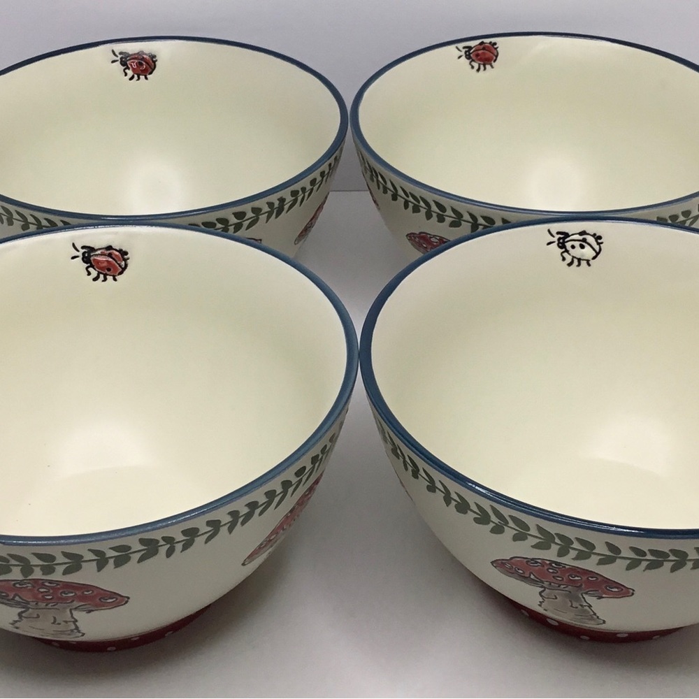4 Cereal Bowls 
Spectrum Ceramic 6” Mushroom New Red and White Lady Bees - Picture 5 of 10